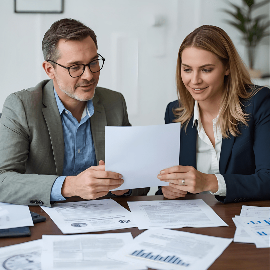 Homeowners consulting with financial advisor about cash-out refinance versus HELOC options at kitchen table