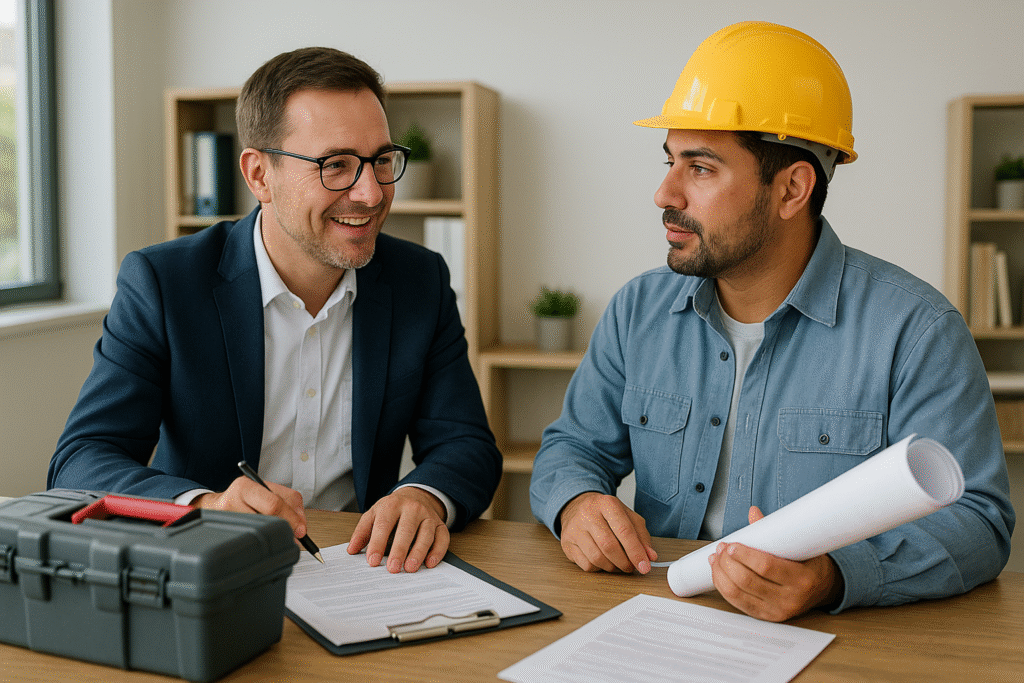 builder discussing non-qm loan for contruction project