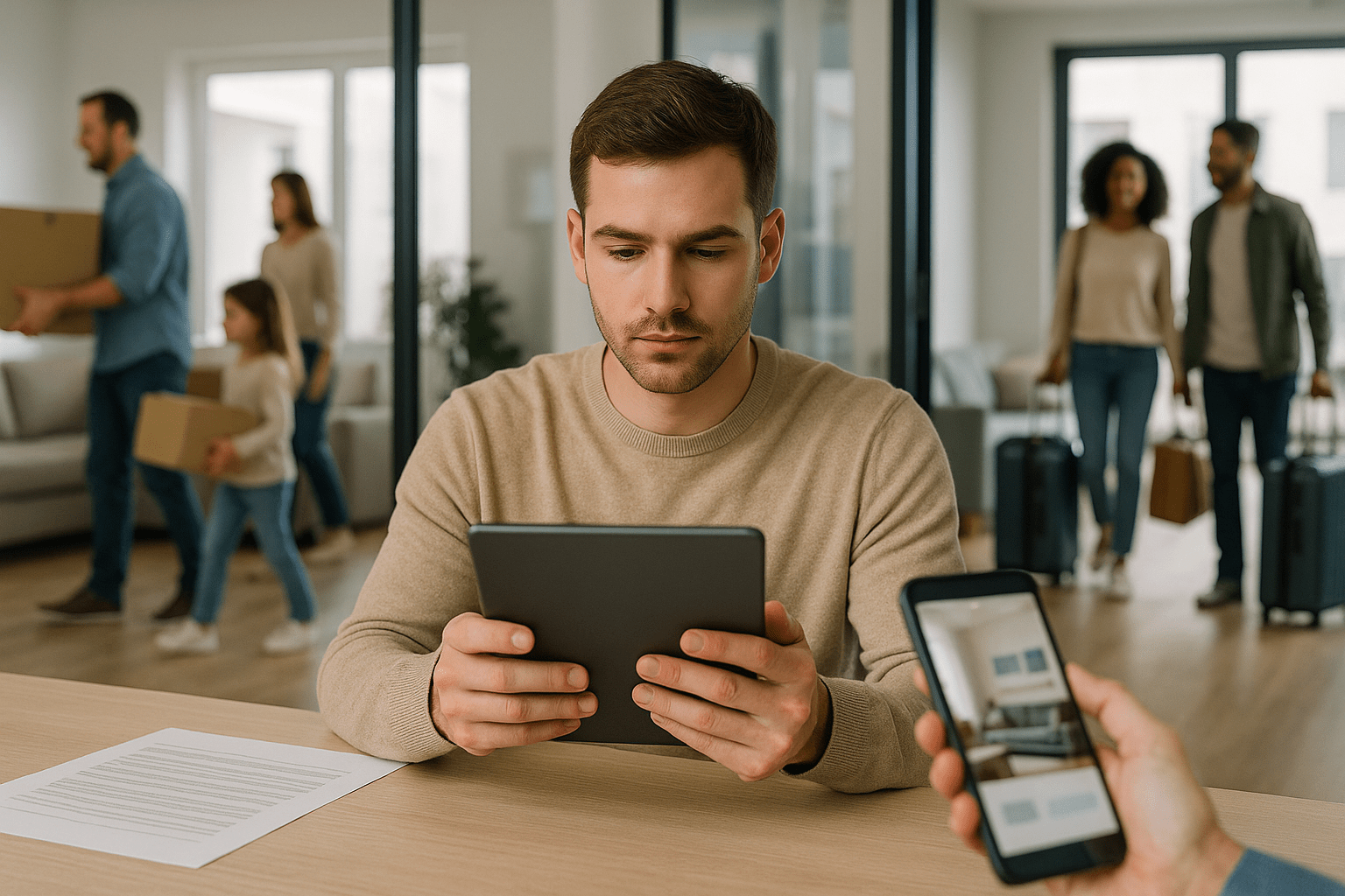 Comparison of long-term rental family move-in versus short-term vacation rental guest arrivals with investor deciding strategy