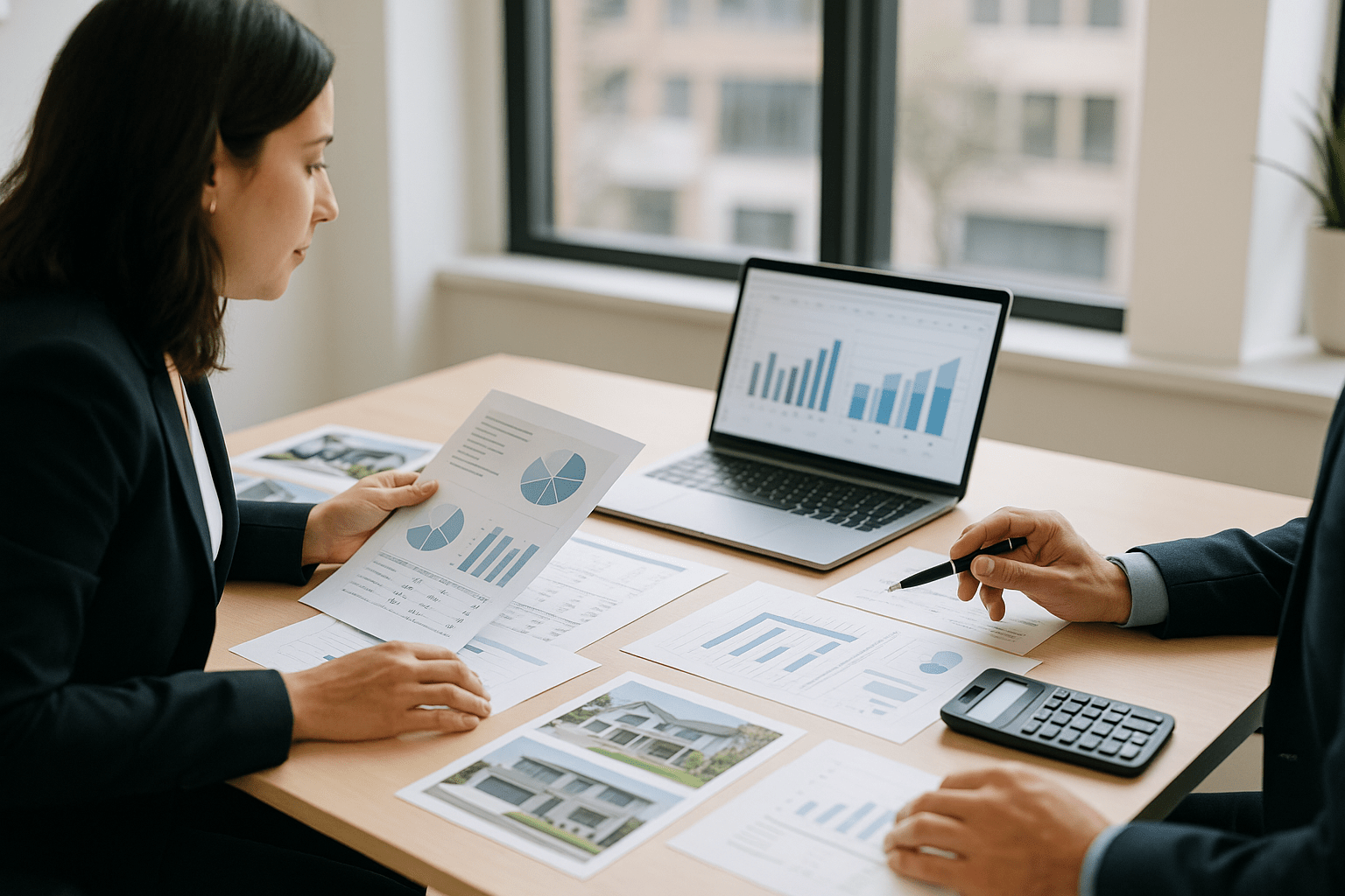 Real estate investor presenting how to find investors for real estate partnership proposal to capital partner