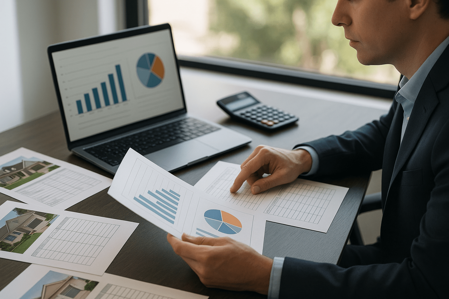 Real estate investor analyzing cash out refinance investment property documents for portfolio growth strategy