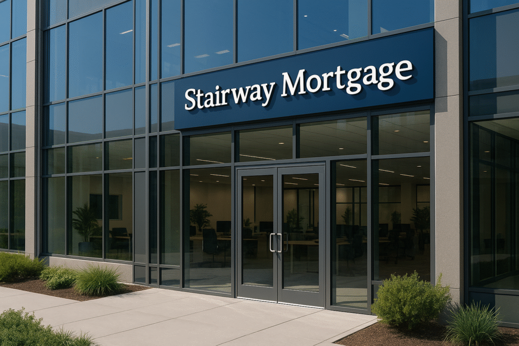 Stairway Mortgage modern office building exterior showing professional company headquarters