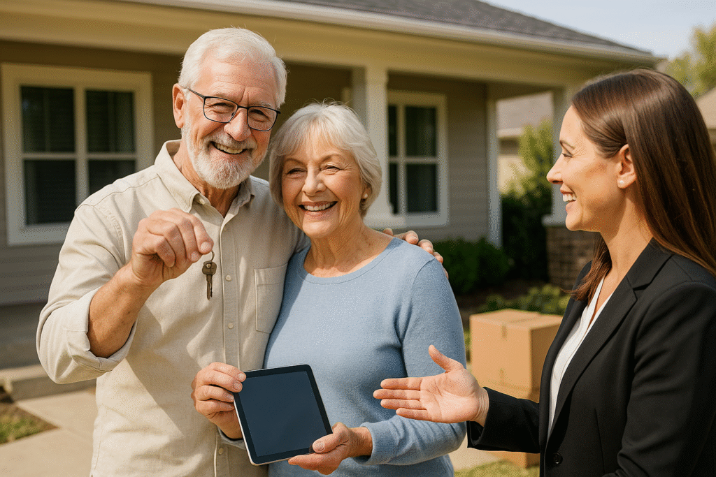 Senior couple purchasing retirement home using HECM for Purchase program without monthly payments