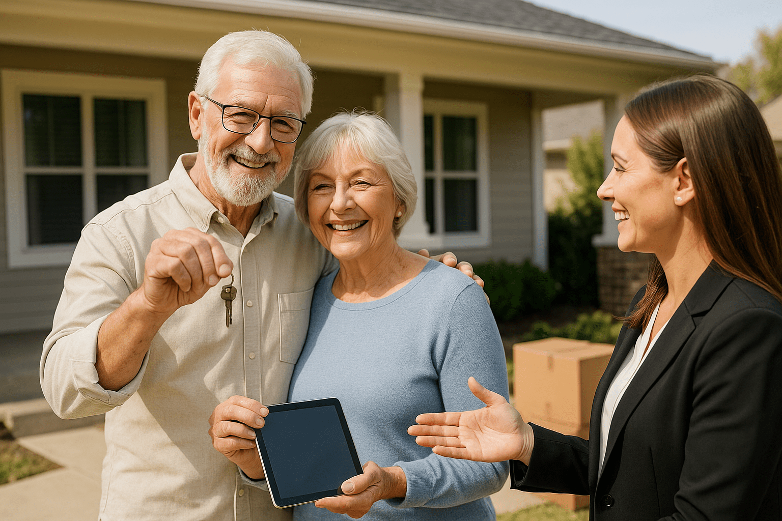 Senior couple purchasing retirement home using HECM for Purchase program without monthly payments