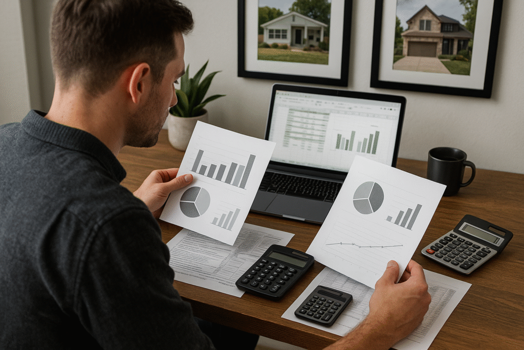 Real estate investor comparing LLC S Corp vs LLC C Corp tax election decisions with financial documents showing structure differences