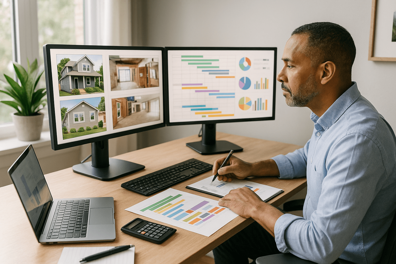 Real estate investor analyzing scaling with brrrr strategy portfolio spreadsheet tracking multiple properties through buy rehab rent refinance repeat phases for systematic growth