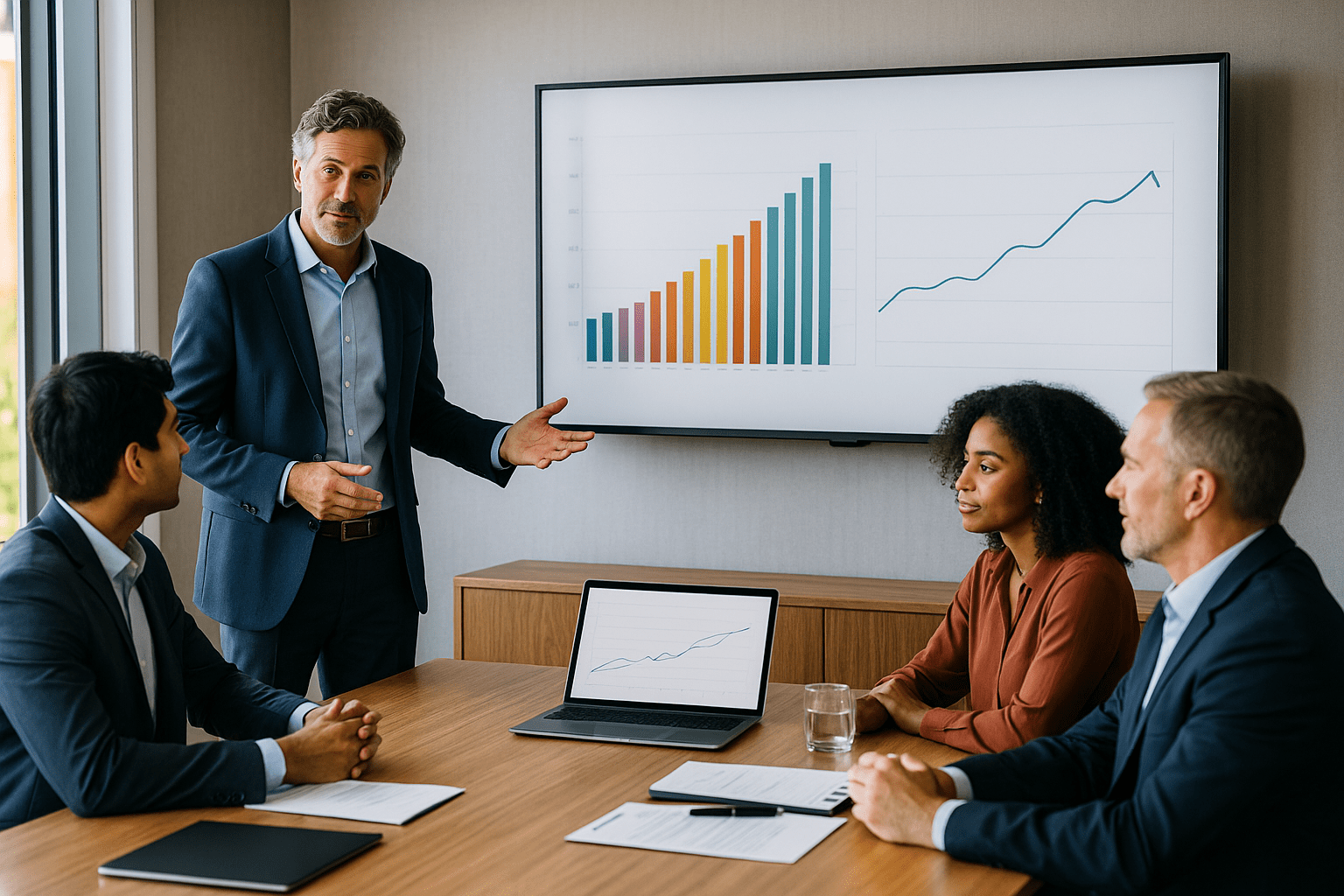 Real estate sponsor presenting syndication of real estate investment opportunity to passive investors during capital raising