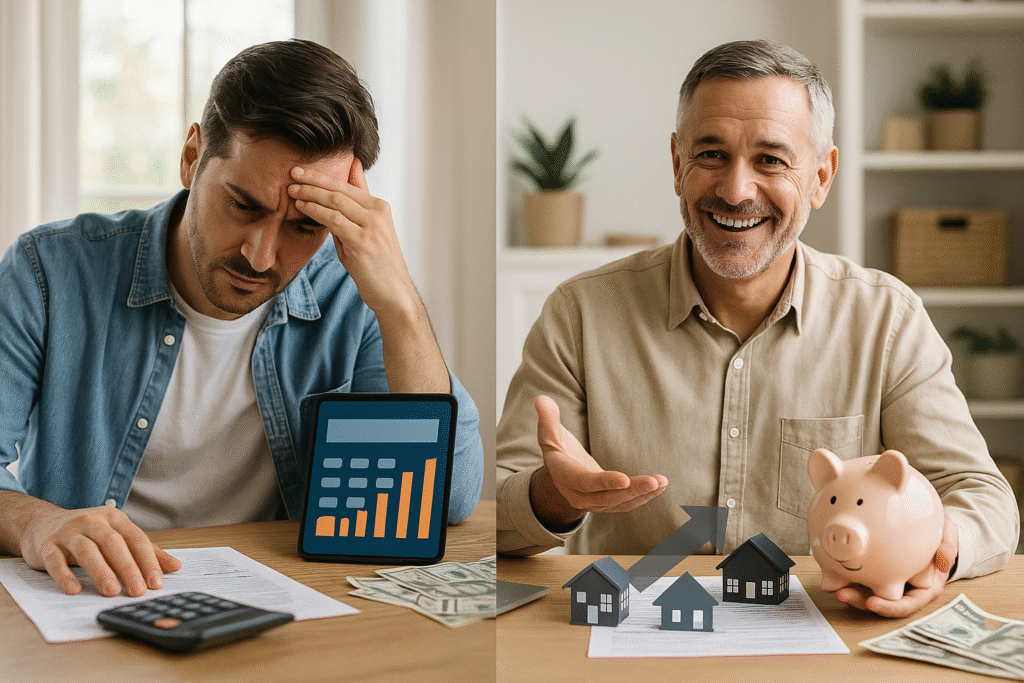 Visual comparison showing 1031 exchange for dummies tax deferral versus traditional sale capital gains taxation