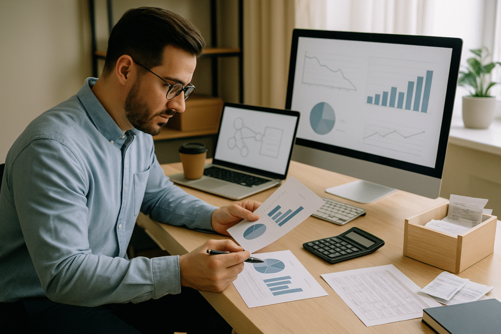 Investor analyzing real estate tax strategies planning documents showing entity structures and depreciation deduction opportunities