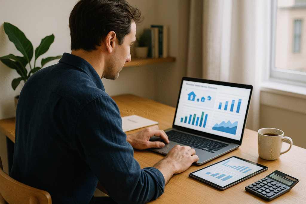 Professional analyzing best way to earn a passive income review comparing real estate syndication returns and REIT dividend yields for true passive investing without property management