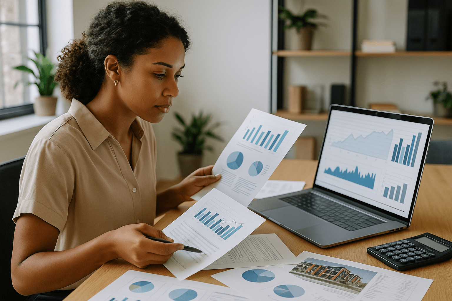 Passive investor conducting commercial real estate analysis reviewing property underwriting and market fundamentals for syndication opportunity