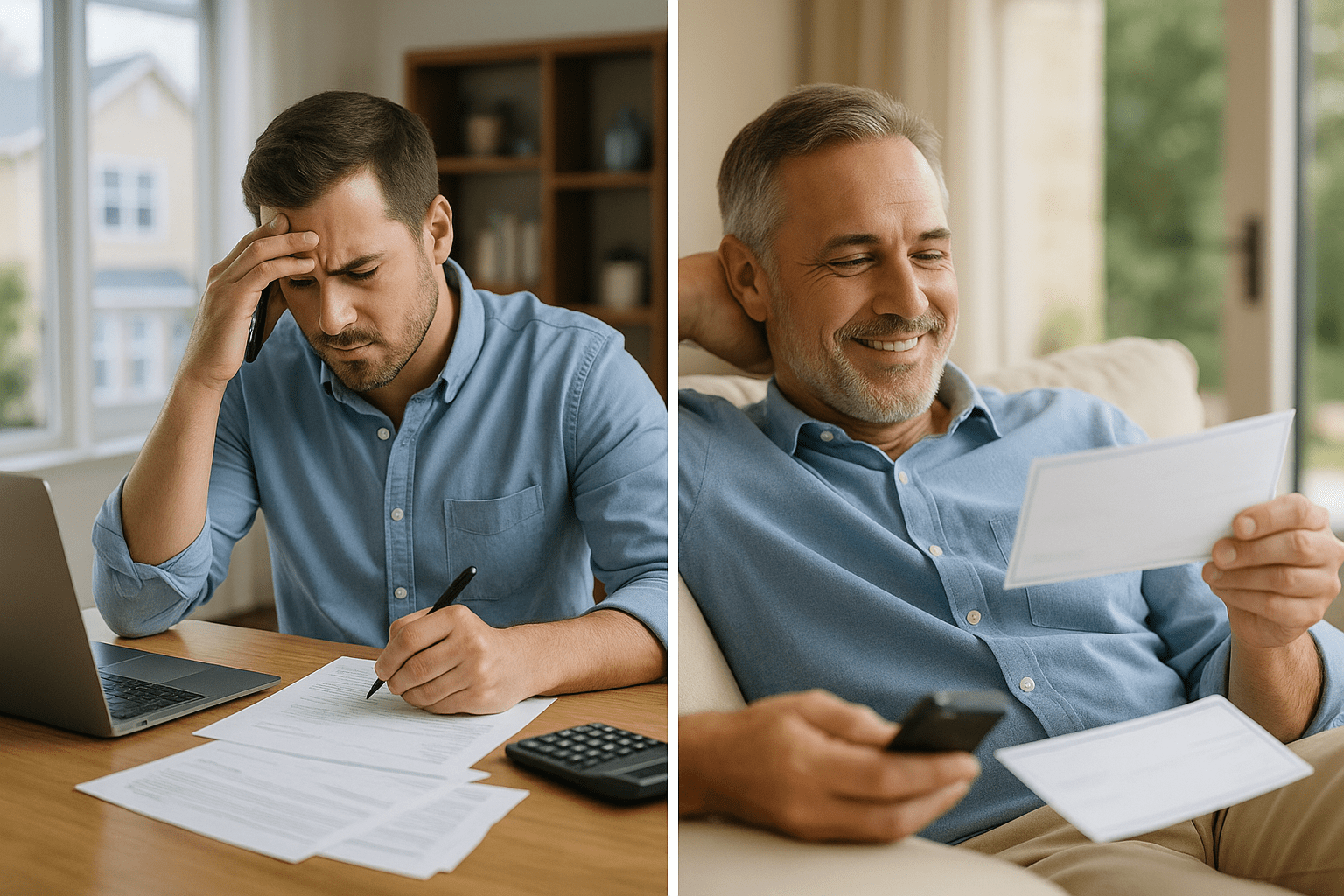 Visual comparison showing 1031 exchange Delaware Statutory Trust transition from active management stress to passive ownership freedom