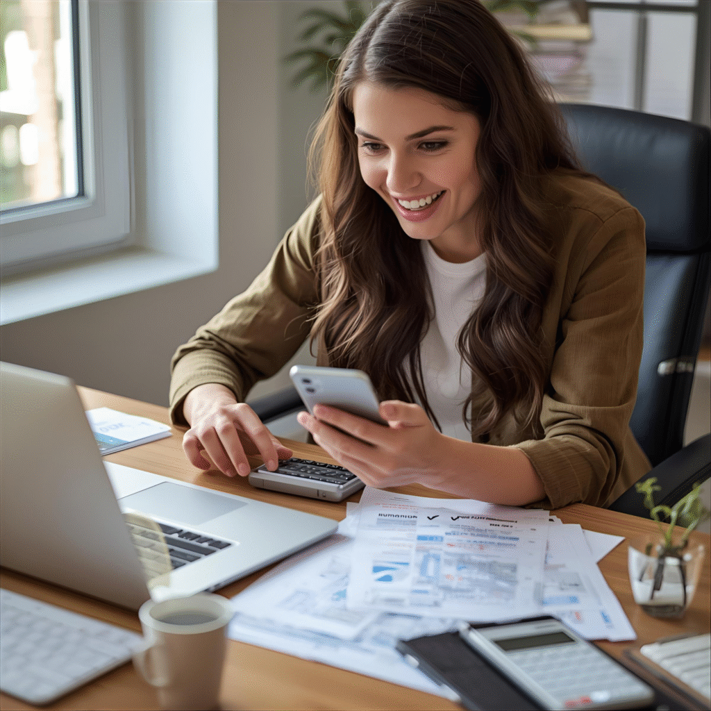 First-time investor discovering rental property tax deductions while reviewing documents at home office